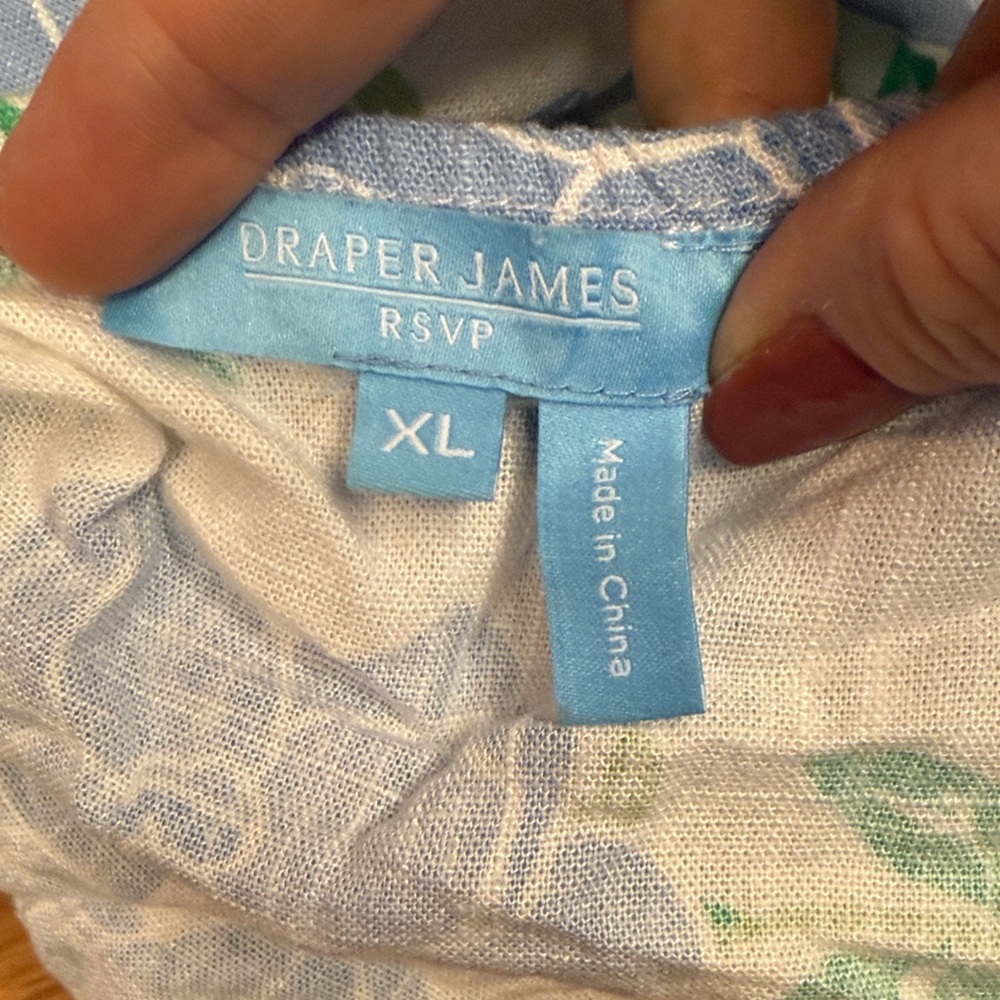 Draper James Light Blue Floral Ruffle Linen Tank Top - Picture 4 of 4